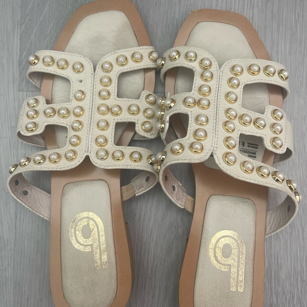 Elegant Pearl-Embellished White Sandals